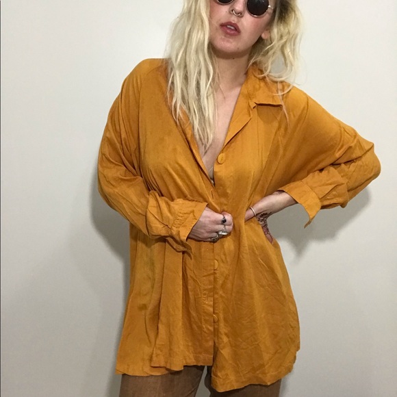Vintage Tops - Mustard Button Swing Top/Mini